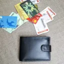 Black Leather Wallets with Button